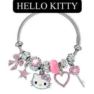 🦋 Fashion Jewelry: “Hello Kitty” Pink & Silver Bracelet, NIP
